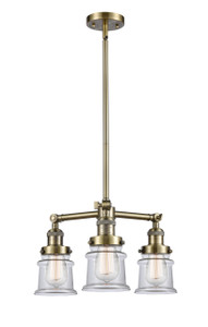Canton - 3 Light - 18 inch - Antique Brass - Stem Hung - Chandelier (207-AB-G182S)