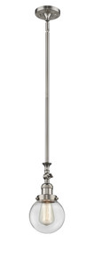 Beacon - 1 Light - 6 inch - Brushed Satin Nickel - Stem Hung - Mini Pendant (206-SN-G202-6-LED)