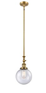 Beacon - 1 Light - 8 inch - Brushed Brass - Stem Hung - Mini Pendant (206-BB-G204-8)