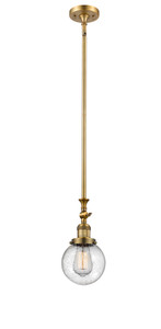 Beacon - 1 Light - 6 inch - Brushed Brass - Stem Hung - Mini Pendant (206-BB-G204-6)