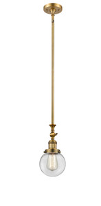 Beacon - 1 Light - 6 inch - Brushed Brass - Stem Hung - Mini Pendant (206-BB-G202-6-LED)