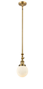 Beacon - 1 Light - 6 inch - Brushed Brass - Stem Hung - Mini Pendant (206-BB-G201-6)