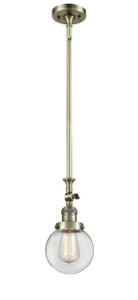 Beacon - 1 Light - 6 inch - Antique Brass - Stem Hung - Mini Pendant (206-AB-G202-6)