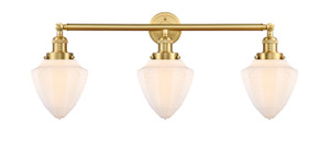 Bullet - 3 Light - 34 inch - Satin Gold - Bath Vanity Light (205-SG-G661-7-LED)