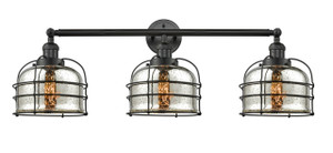 Bell Cage - 3 Light - 34 inch - Matte Black - Bath Vanity Light (205-BK-G78-CE-LED)