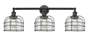 Bell Cage - 3 Light - 34 inch - Matte Black - Bath Vanity Light (205-BK-G72-CE-LED)