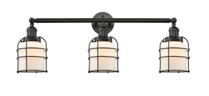 Bell Cage - 3 Light - 31 inch - Matte Black - Bath Vanity Light (205-BK-G51-CE-LED)