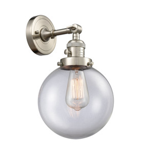 Beacon - 1 Light - 8 inch - Brushed Satin Nickel - Sconce (203SW-SN-G202-8-LED)