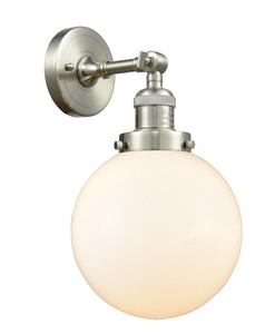 Beacon - 1 Light - 8 inch - Brushed Satin Nickel - Sconce (203-SN-G201-8-LED)