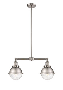 Hampden - 2 Light - 18 inch - Brushed Satin Nickel - Stem Hung - Island Light (209-SN-HFS-64-SN-LED)