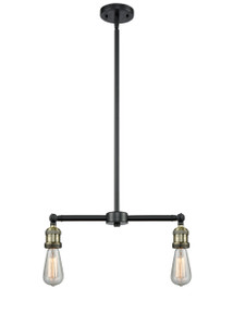 Bare Bulb - 2 Light - 20 inch - Black Antique Brass - Stem Hung - Island Light (209-BAB)