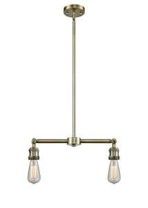 Bare Bulb - 2 Light - 8 inch - Antique Brass - Stem Hung - Island Light (209-AB)