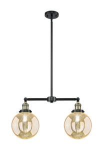 Beacon - 2 Light - 25 inch - Black Antique Brass - Stem Hung - Island Light (209-BAB-G208-8)