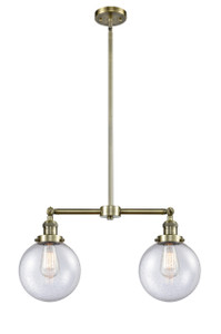 Beacon - 2 Light - 25 inch - Antique Brass - Stem Hung - Island Light (209-AB-G204-8-LED)