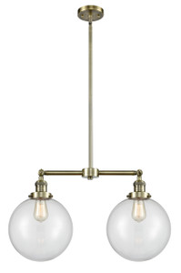 Beacon - 2 Light - 25 inch - Antique Brass - Stem Hung - Island Light (209-AB-G202-10-LED)