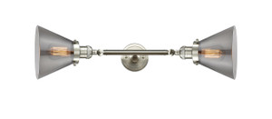 Cone - 2 Light - 8 inch - Brushed Satin Nickel - Bath Vanity Light (208L-SN-G43-LED)