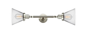 Cone - 2 Light - 8 inch - Brushed Satin Nickel - Bath Vanity Light (208L-SN-G42-LED)