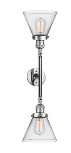 Cone - 2 Light - 8 inch - Polished Chrome - Bath Vanity Light (208L-PC-G42)