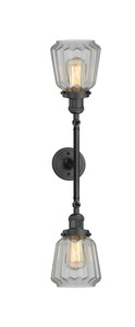 Chatham - 2 Light - 7 inch - Oil Rubbed Bronze - Bath Vanity Light (208L-OB-G142-LED) Chatham - 2 Light - 7 inch - Oil Rubbed Bronze - Bath Vanity Light (208L-OB-G142-LED)