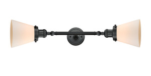 Cone - 2 Light - 6 inch - Matte Black - Bath Vanity Light (208L-BK-G61-LED)