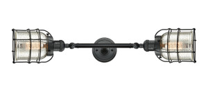 Bell Cage - 2 Light - 6 inch - Matte Black - Bath Vanity Light (208L-BK-G58-CE)