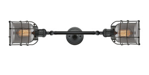 Bell Cage - 2 Light - 6 inch - Matte Black - Bath Vanity Light (208L-BK-G53-CE-LED)