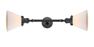 Cone - 2 Light - 8 inch - Matte Black - Bath Vanity Light (208L-BK-G41-LED)