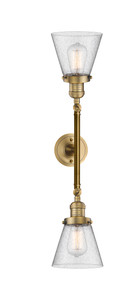 Cone - 2 Light - 6 inch - Brushed Brass - Bath Vanity Light (208L-BB-G64)