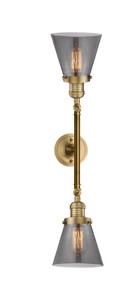 Cone - 2 Light - 6 inch - Brushed Brass - Bath Vanity Light (208L-BB-G63-LED)