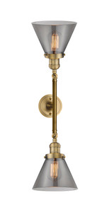 Cone - 2 Light - 8 inch - Brushed Brass - Bath Vanity Light (208L-BB-G43-LED)