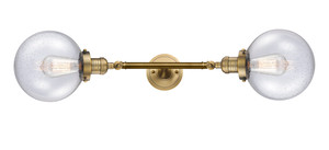 Beacon - 2 Light - 8 inch - Brushed Brass - Bath Vanity Light (208L-BB-G204-8)