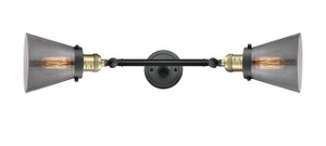 Cone - 2 Light - 6 inch - Black Antique Brass - Bath Vanity Light (208L-BAB-G63)