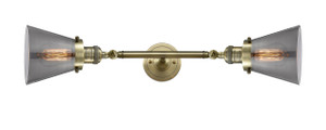 Cone - 2 Light - 6 inch - Antique Brass - Bath Vanity Light (208L-AB-G63-LED)