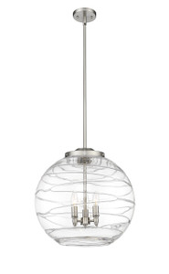 Athens Deco Swirl - 3 Light - 18 inch - Brushed Satin Nickel - Cord hung - Pendant (221-3S-SN-G1213-18-LED)