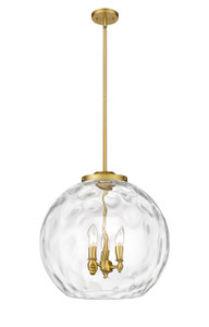 Athens Water Glass - 3 Light - 18 inch - Satin Gold - Cord hung - Pendant (221-3S-SG-G1215-18-LED)