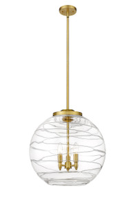 Athens Deco Swirl - 3 Light - 18 inch - Satin Gold - Cord hung - Pendant (221-3S-SG-G1213-18-LED)