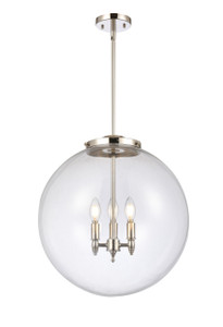 Beacon - 3 Light - 18 inch - Polished Nickel - Cord hung - Pendant (221-3S-PN-G202-18-LED)