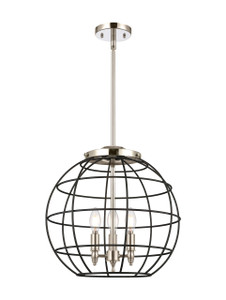 Lake Placid - 3 Light - 16 inch - Polished Nickel - Pendant (221-3S-PN-CE-16-BK)