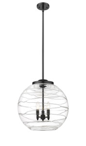 Athens Deco Swirl - 3 Light - 18 inch - Matte Black - Cord hung - Pendant (221-3S-BK-G1213-18-LED)