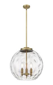 Athens Water Glass - 3 Light - 16 inch - Brushed Brass - Cord hung - Pendant (221-3S-BB-G1215-16-LED)