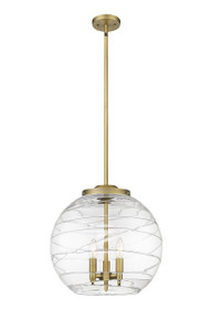 Athens Deco Swirl - 3 Light - 16 inch - Brushed Brass - Cord hung - Pendant (221-3S-BB-G1213-16-LED)