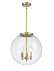 Beacon - 3 Light - 16 inch - Antique Brass - Cord hung - Pendant (221-3S-AB-G202-16-LED)