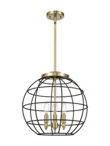 Lake Placid - 3 Light - 16 inch - Antique Brass - Pendant (221-3S-AB-CE-16-BK)