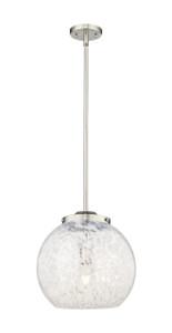 White Mouchette - 1 Light - 14 inch - Brushed Satin Nickel - Stem Hung - Pendant (221-1S-SN-G1216-14WM)