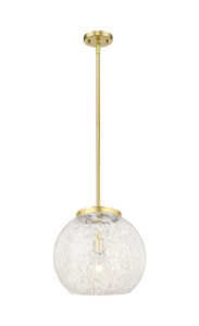 White Mouchette - 1 Light - 14 inch - Satin Gold - Stem Hung - Pendant (221-1S-SG-G1216-14WM)