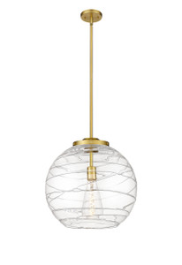 Athens Deco Swirl - 1 Light - 16 inch - Satin Gold - Stem Hung - Pendant (221-1S-SG-G1213-16)
