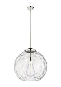 Athens Water Glass - 1 Light - 18 inch - Polished Nickel - Stem Hung - Pendant (221-1S-PN-G1215-18)