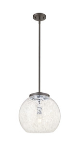 White Mouchette - 1 Light - 14 inch - Oil Rubbed Bronze - Stem Hung - Pendant (221-1S-OB-G1216-14WM)