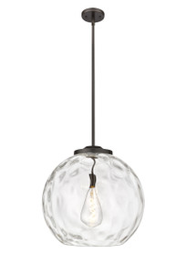 Athens Water Glass - 1 Light - 18 inch - Oil Rubbed Bronze - Stem Hung - Pendant (221-1S-OB-G1215-18)