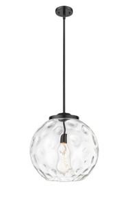 Athens Water Glass - 1 Light - 16 inch - Matte Black - Stem Hung - Pendant (221-1S-BK-G1215-16)